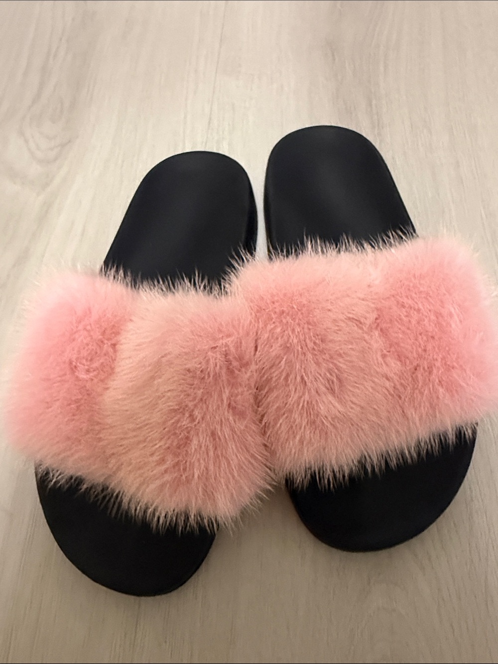 Givenchy Pink Faux Fur Slide Sandals